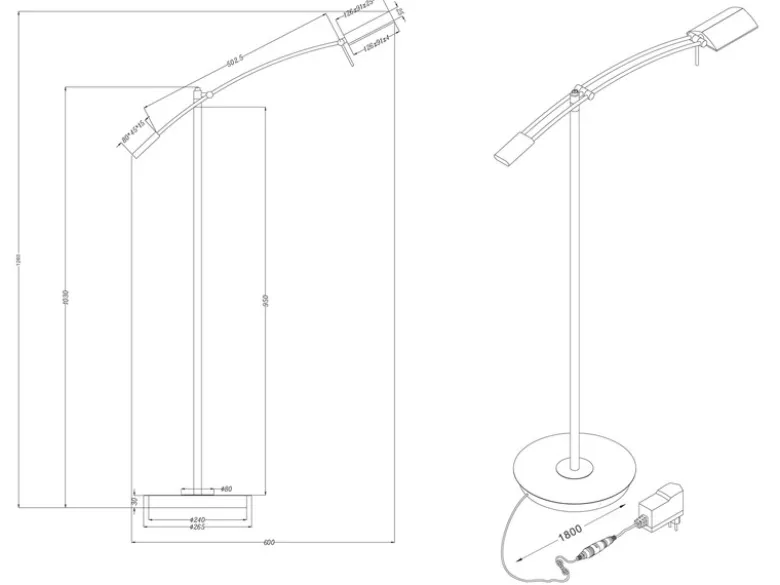 Kleine LED Stehleuchte VERONA dimmbar & schwenkbar in Silber, Höhe 126cm