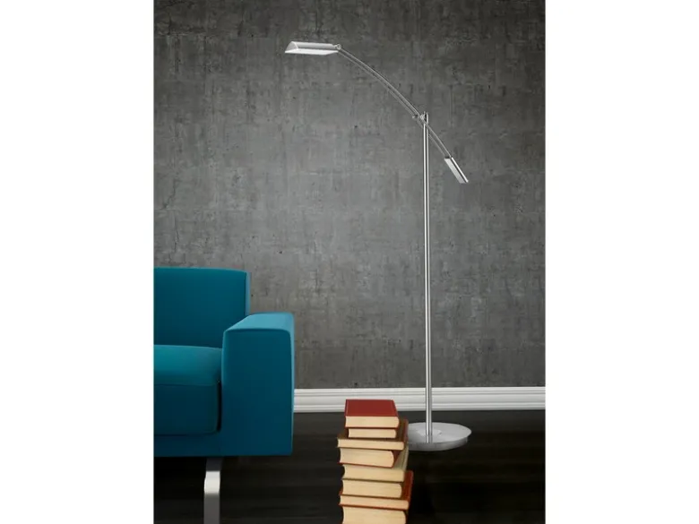 Kleine LED Stehleuchte VERONA dimmbar & schwenkbar in Silber, Höhe 126cm