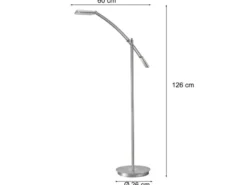Kleine LED Stehleuchte VERONA dimmbar & schwenkbar in Silber, Höhe 126cm