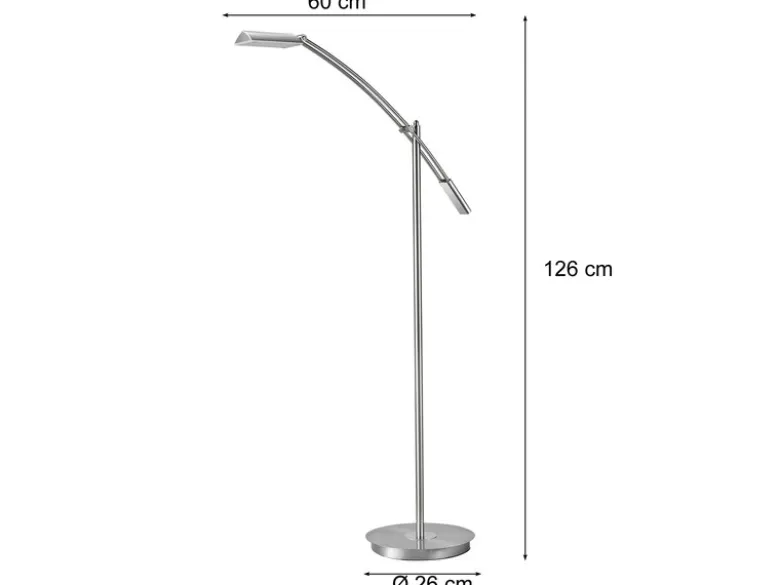 Kleine LED Stehleuchte VERONA dimmbar & schwenkbar in Silber, Höhe 126cm