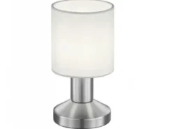 Kleine LED Tischlampe mit Touchfunktion & Stoffschirm Weiß, Höhe 18cm