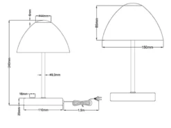 Kleine LED Tischlampe QUEEN dimmbar, Messing mit Glasschirm Weiß, Höhe 24cm