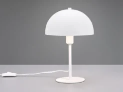 Kleine LED Tischleuchte aus Metall Weiß in Pilzform, Höhe 30cm