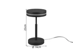 Kleine LED Tischleuchte FRANKLIN rund, Anthrazit, Höhe 25cm