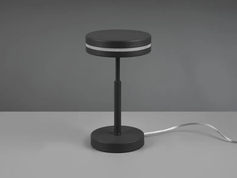 Kleine LED Tischleuchte FRANKLIN rund, Anthrazit, Höhe 25cm