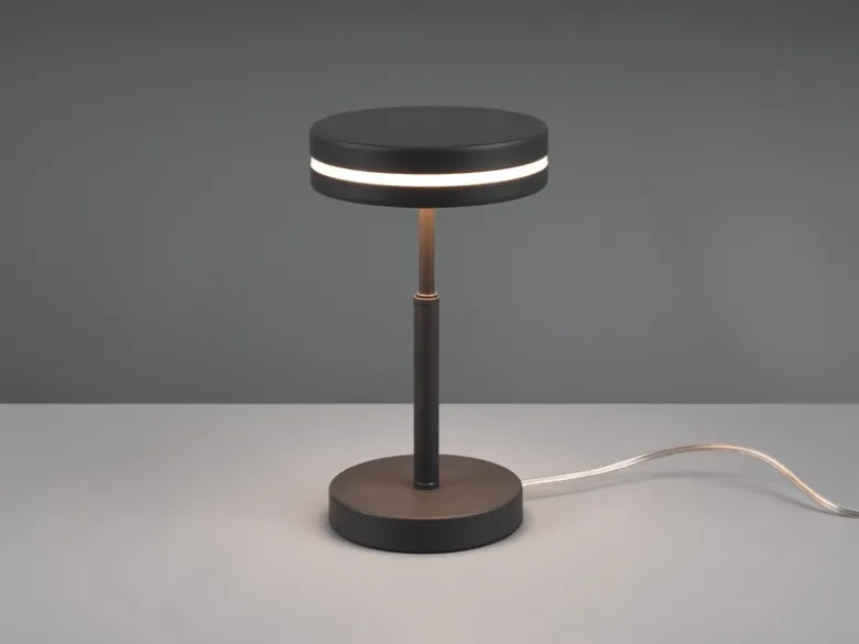 Kleine LED Tischleuchte FRANKLIN rund, Anthrazit, Höhe 25cm