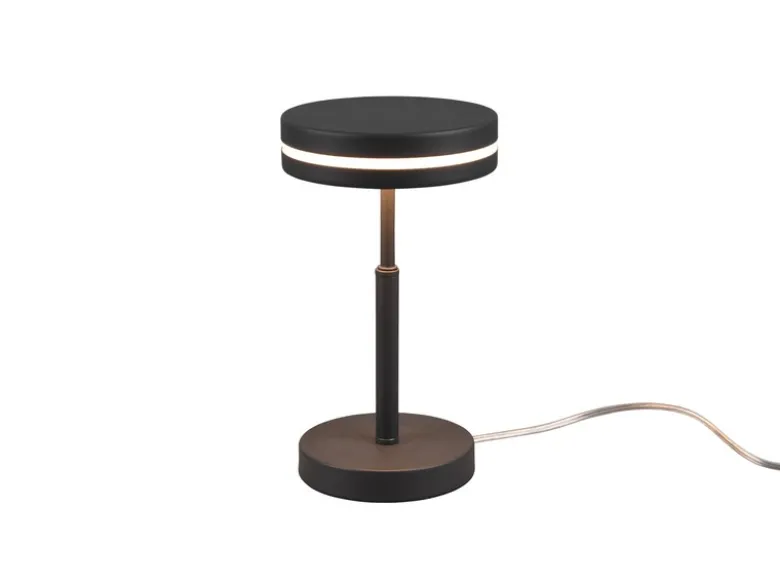 Kleine LED Tischleuchte FRANKLIN rund, Anthrazit, Höhe 25cm