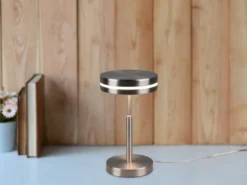 Kleine LED Tischleuchte FRANKLIN rund Silber, Höhe 25cm