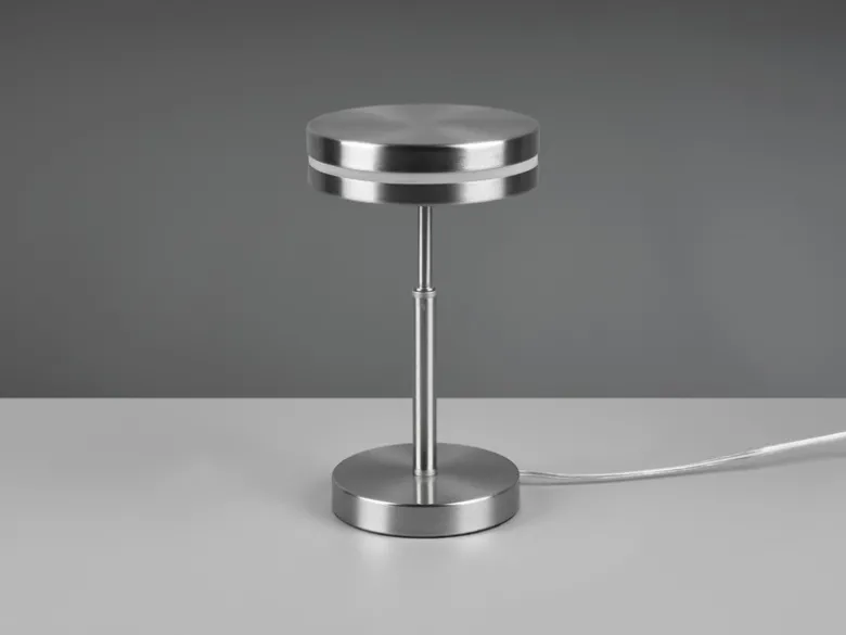 Kleine LED Tischleuchte FRANKLIN rund Silber, Höhe 25cm