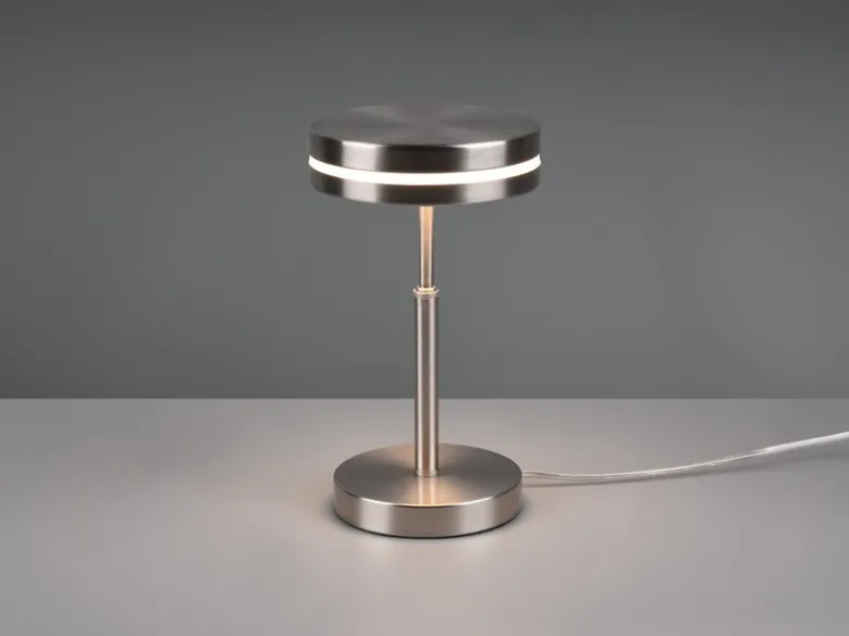 Kleine LED Tischleuchte FRANKLIN rund Silber, Höhe 25cm