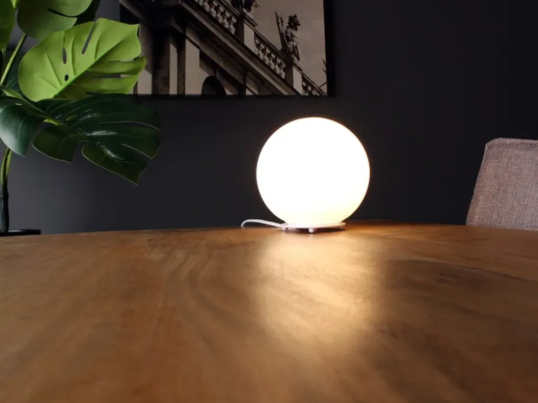 Kleine LED Tischleuchte Glaskugel Lampenschirm Opalweiß, Ø 20cm