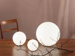 Kleine LED Tischleuchte Glaskugel Lampenschirm Opalweiß, Ø 15cm