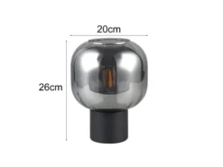 Kleine LED Tischleuchte mit Glasschirm Chrom bedampft, Höhe 26cm