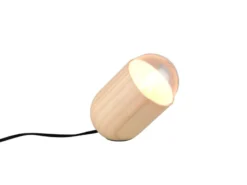 Kleine LED Tischleuchte oval aus hellem Naturholz, Höhe 13,5cm