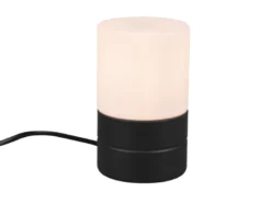Kleine LED Tischleuchte per touch dimmbar, Schwarz mit Glasschirm, Höhe 15cm