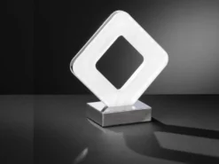 Kleine LED Tischleuchte PORI Silber Chrom, Höhe 20,5cm