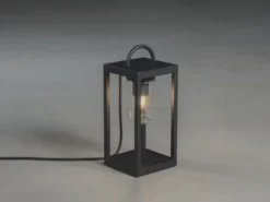 Kleine LED Tischleuchte Schwarz aus Stahl mit Klarglas, Höhe 33cm