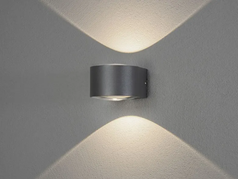 Kleine LED Up and Down Außenwandleuchte GELA in Anthrazit, Höhe 6,5cm