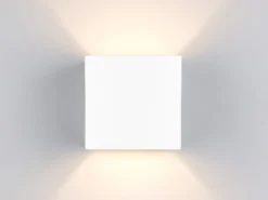 Kleine LED Wandleuchte aus Gips mit Up and Down Lichteffekt, Würfel 11,5cm