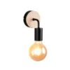 Kleine LED Wandleuchte Metall in Schwarz mit Holz, Höhe 15,5cm