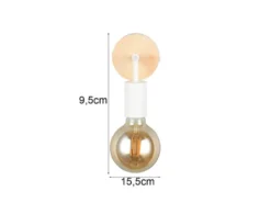 Kleine LED Wandleuchte Metall in Weiß mit Holz, Höhe 15,5cm