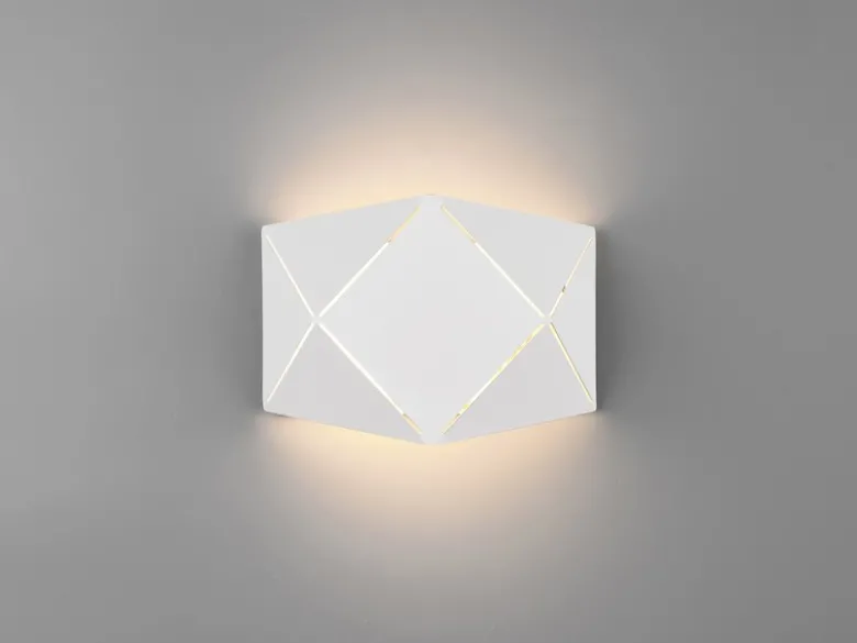 Kleine LED Wandleuchte ZANDOR mit Lasercut Muster in Weiß, Breite 18cm
