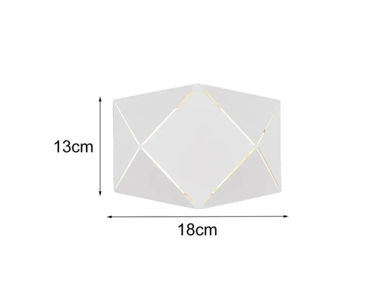 Kleine LED Wandleuchte ZANDOR mit Lasercut Muster in Weiß, Breite 18cm