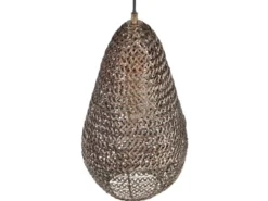 Kleine Orientalische LED Pendelleuchte aus Metallgeflecht in Altmessing, Ø 23cm