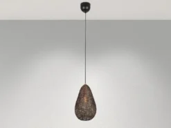 Kleine Orientalische LED Pendelleuchte aus Metallgeflecht in Altmessing, Ø 23cm
