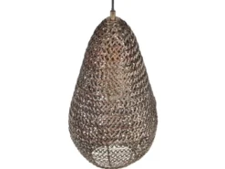 Kleine Orientalische Pendelleuchte ZIVA aus Metallgeflecht in Altmessing, Ø 23cm