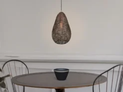 Kleine Orientalische Pendelleuchte ZIVA aus Metallgeflecht in Altmessing, Ø 23cm