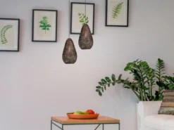 Kleine Orientalische Pendelleuchte ZIVA aus Metallgeflecht in Altmessing, Ø 23cm