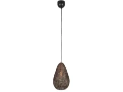 Kleine Orientalische Pendelleuchte ZIVA aus Metallgeflecht in Altmessing, Ø 23cm