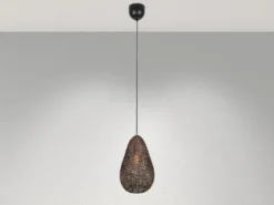 Kleine Orientalische Pendelleuchte ZIVA aus Metallgeflecht in Altmessing, Ø 23cm