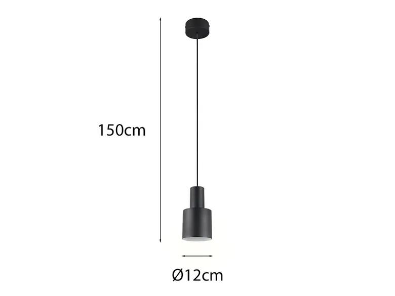 Kleine Pendelleuchte AGUDO mit Metall Lampenschirm Schwarz, Ø 12cm