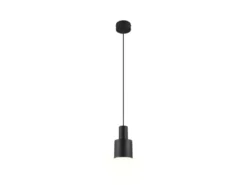 Kleine Pendelleuchte AGUDO mit Metall Lampenschirm Schwarz, Ø 12cm