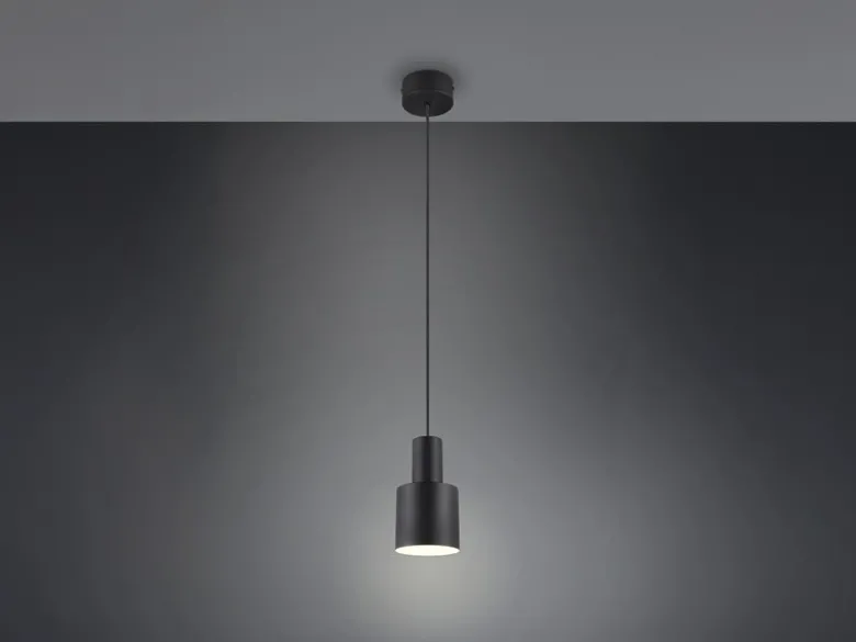 Kleine Pendelleuchte AGUDO mit Metall Lampenschirm Schwarz, Ø 12cm