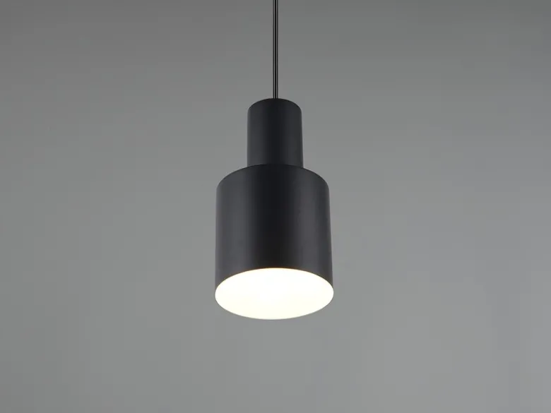 Kleine Pendelleuchte AGUDO mit Metall Lampenschirm Schwarz, Ø 12cm