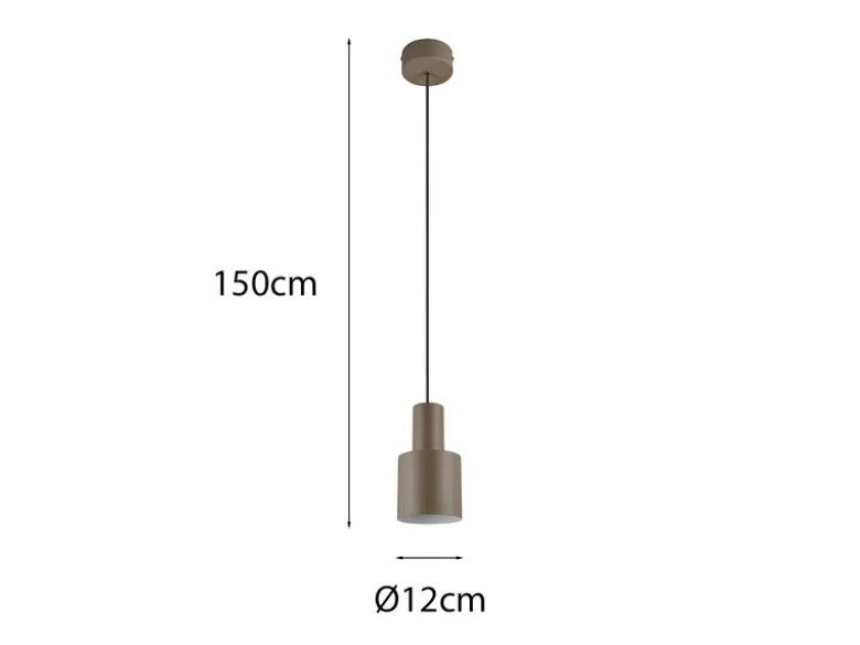 Kleine Pendelleuchte AGUDO mit Metall Lampenschirm Taupe, Ø 12cm