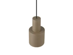 Kleine Pendelleuchte AGUDO mit Metall Lampenschirm Taupe, Ø 12cm
