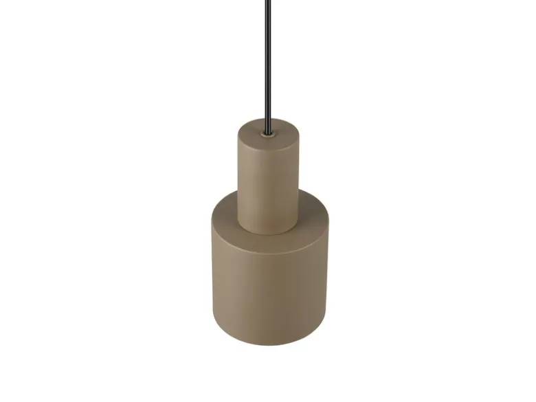 Kleine Pendelleuchte AGUDO mit Metall Lampenschirm Taupe, Ø 12cm