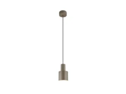 Kleine Pendelleuchte AGUDO mit Metall Lampenschirm Taupe, Ø 12cm