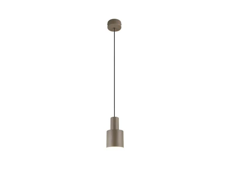 Kleine Pendelleuchte AGUDO mit Metall Lampenschirm Taupe, Ø 12cm