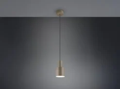 Kleine Pendelleuchte AGUDO mit Metall Lampenschirm Taupe, Ø 12cm