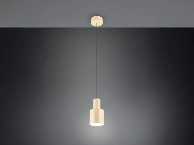 Kleine Pendelleuchte AGUDO mit Metall Lampenschirm Beige, Ø 12cm