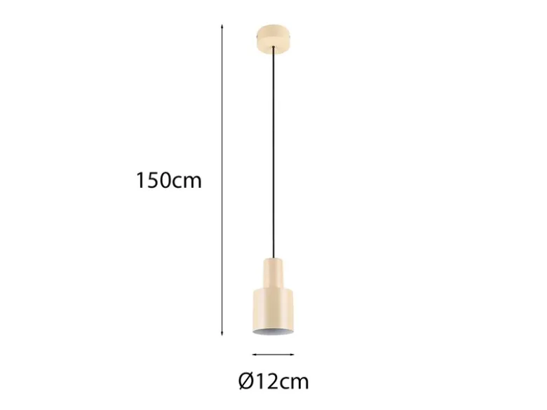 Kleine Pendelleuchte AGUDO mit Metall Lampenschirm Beige, Ø 12cm