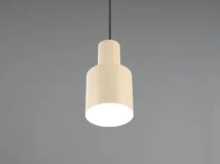 Kleine Pendelleuchte AGUDO mit Metall Lampenschirm Beige, Ø 12cm