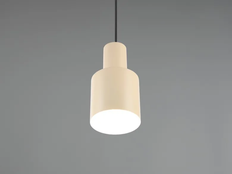 Kleine Pendelleuchte AGUDO mit Metall Lampenschirm Beige, Ø 12cm