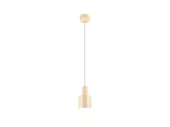 Kleine Pendelleuchte AGUDO mit Metall Lampenschirm Beige, Ø 12cm