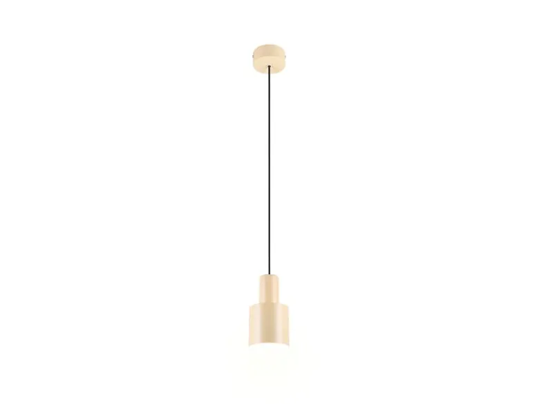 Kleine Pendelleuchte AGUDO mit Metall Lampenschirm Beige, Ø 12cm